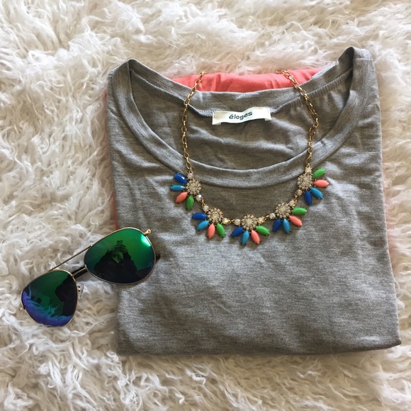 Γ©loges Coral Color Block Tunic Top - Picture 2 of 4