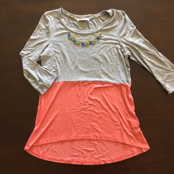 Γ©loges Coral Color Block Tunic Top - Picture 3 of 4