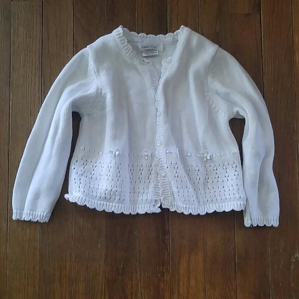 Girl's white knit cardigan
