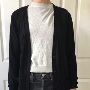 Merino wool black cardigan sweater