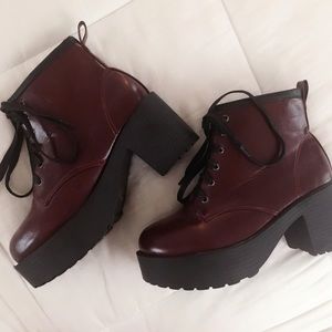 Red Chunky Platform Boots