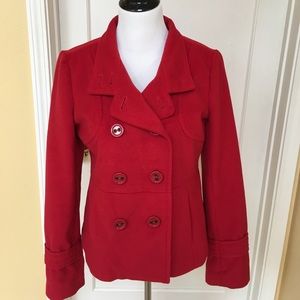 Red pea coat