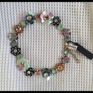 J Crew crystal flower necklace -- navy and peach