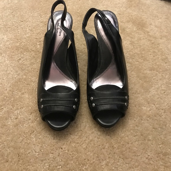 Black open toe sling backs - Picture 1 of 6