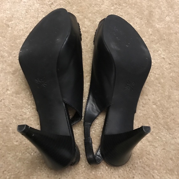 Black open toe sling backs - Picture 2 of 6