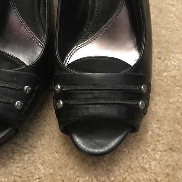 Black open toe sling backs - Picture 5 of 6