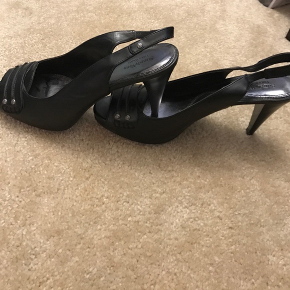 Black open toe sling backs - Picture 6 of 6