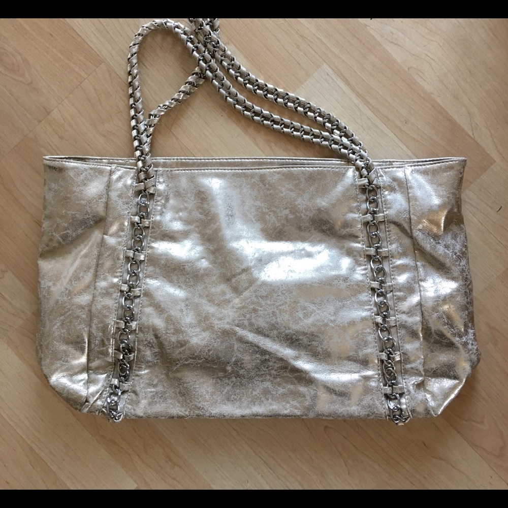 Gorefieus gold/silver crackled leather tote