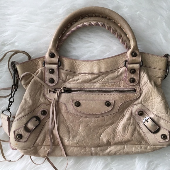 Balenciaga Handbags - HP Balenciaga Blush Rose Pink Small Motorcycle Bag