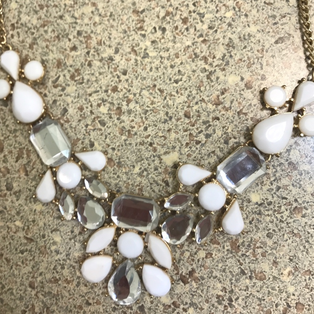 BaubleBar statement necklace white and gold