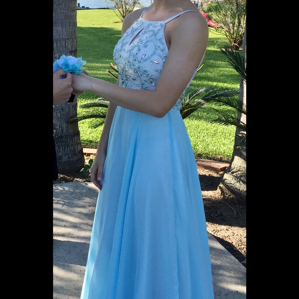 Beautiful baby blue prom dress! MUST GO