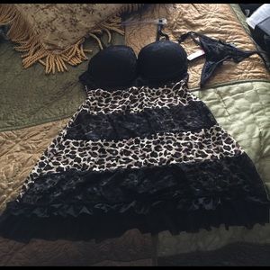 NWT Sexy Black Lace Negligee Teddy Sz Large