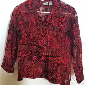 3/4 length Chicos button down sheer blouse