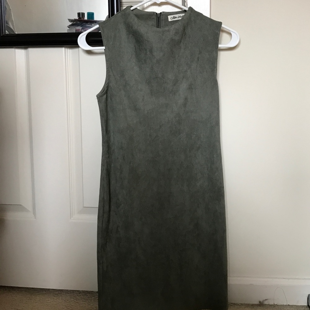 Green suede bodycon dress