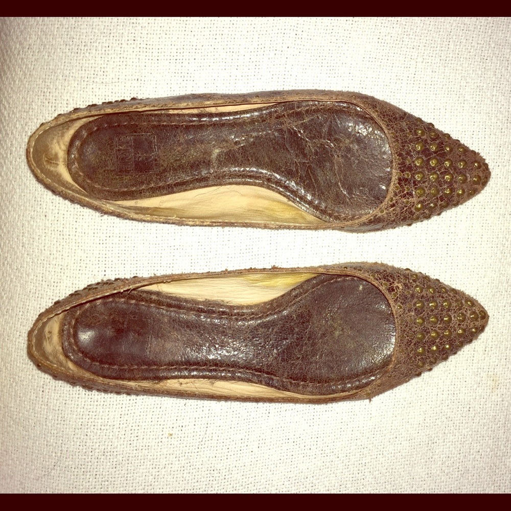 Frye Company leather studded flats