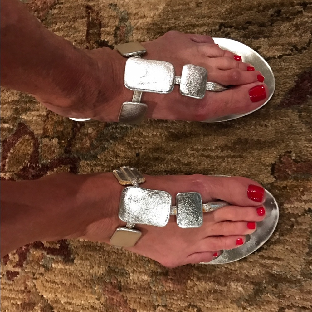 Silver geometric silver sandals