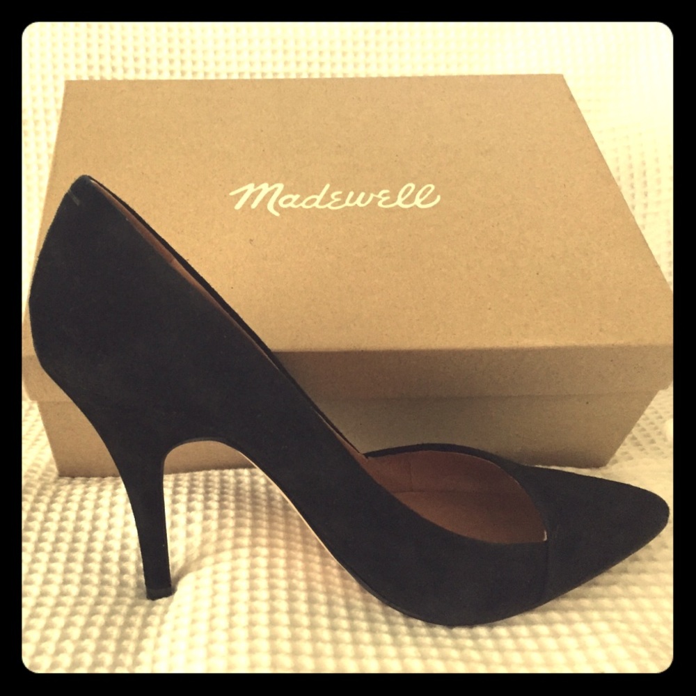 Madewell black suede classic heels. NWB.