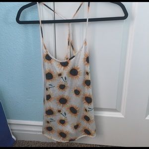 Cross-back sunflower tank top
