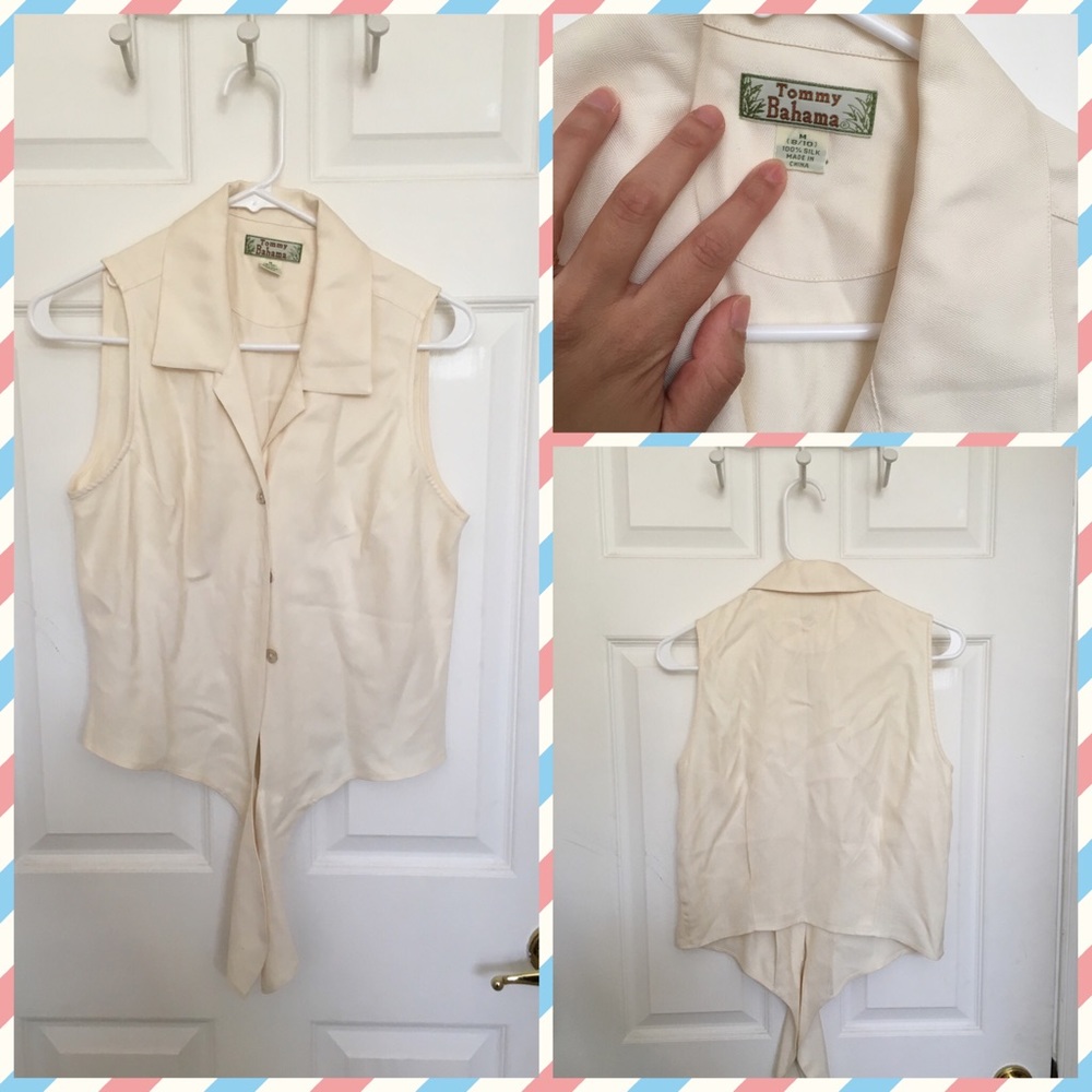 ❎Off white front tie button up shirt