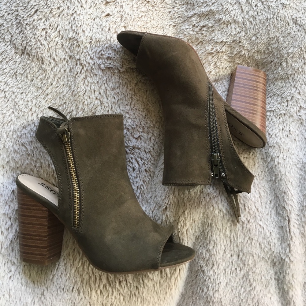 Olive green heeled sandals