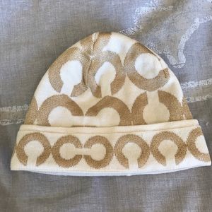 Authentic Coach Beanie - gold and creme