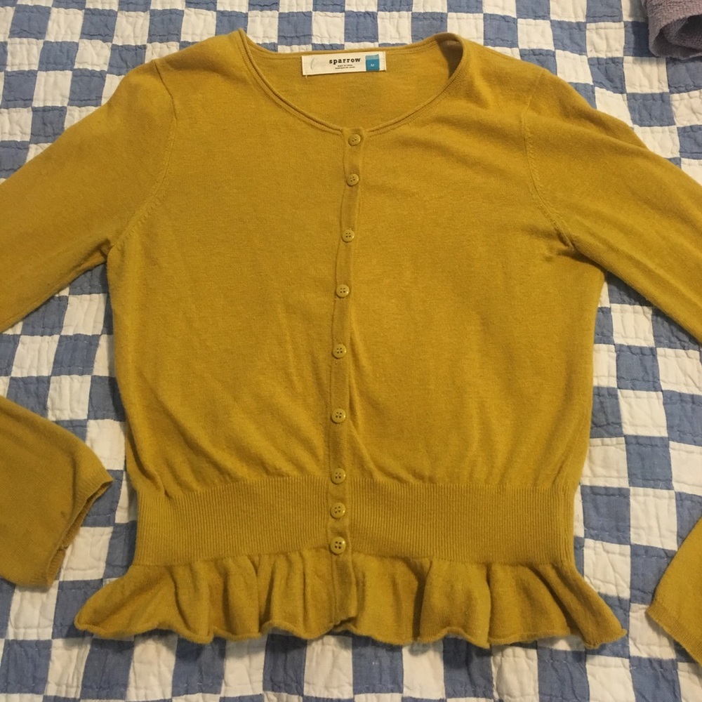 Anthropologie mustard yellow sparrow cardigan