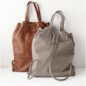 Garnet Hill Gray Leather Backpack