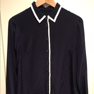 J.CREW navy blue silk shirt