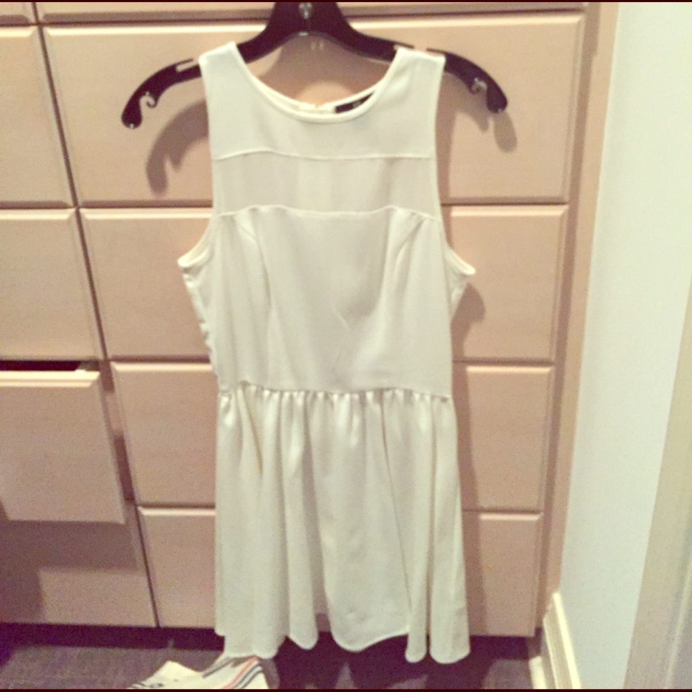 H&M white dress with sheer panel