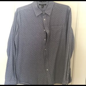 Denim polka dot button down