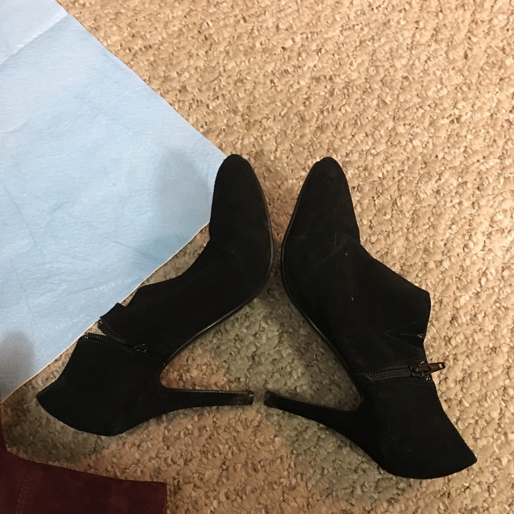 Black ankle heel booties.