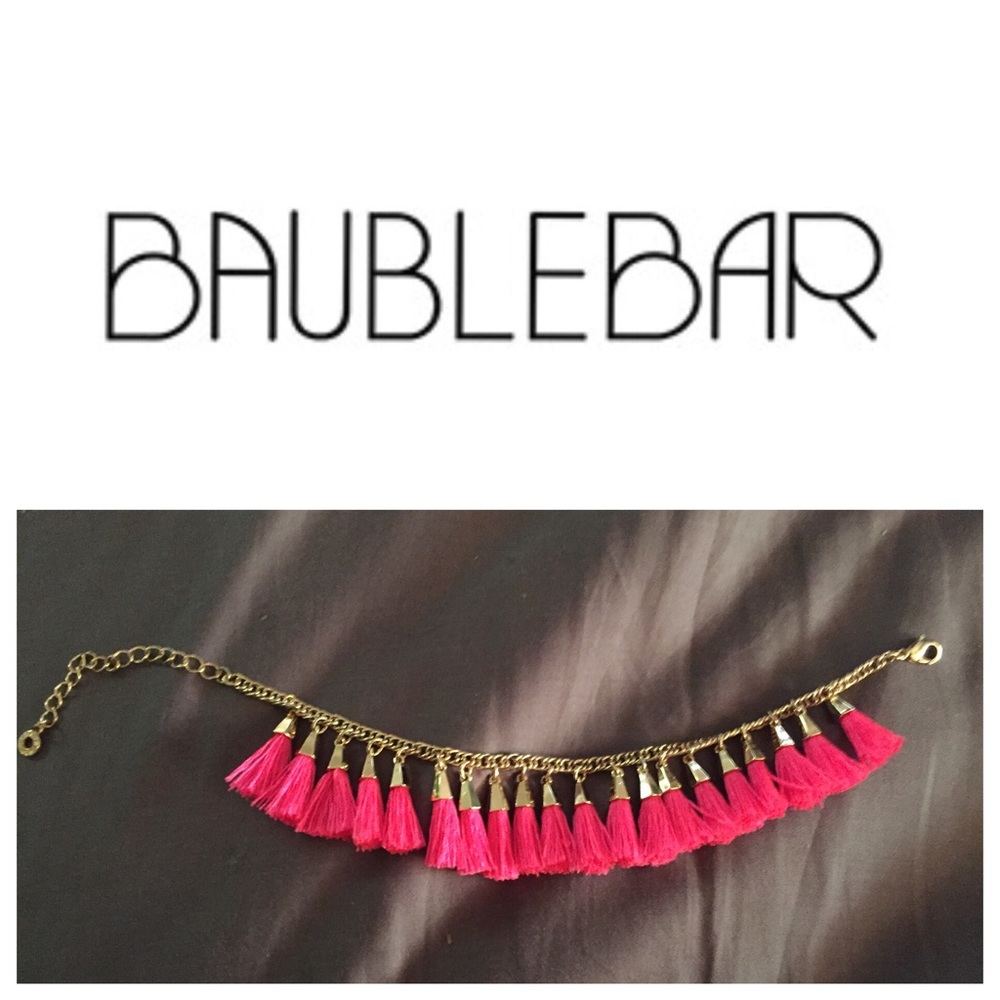BaubleBar pink tassel bracelet