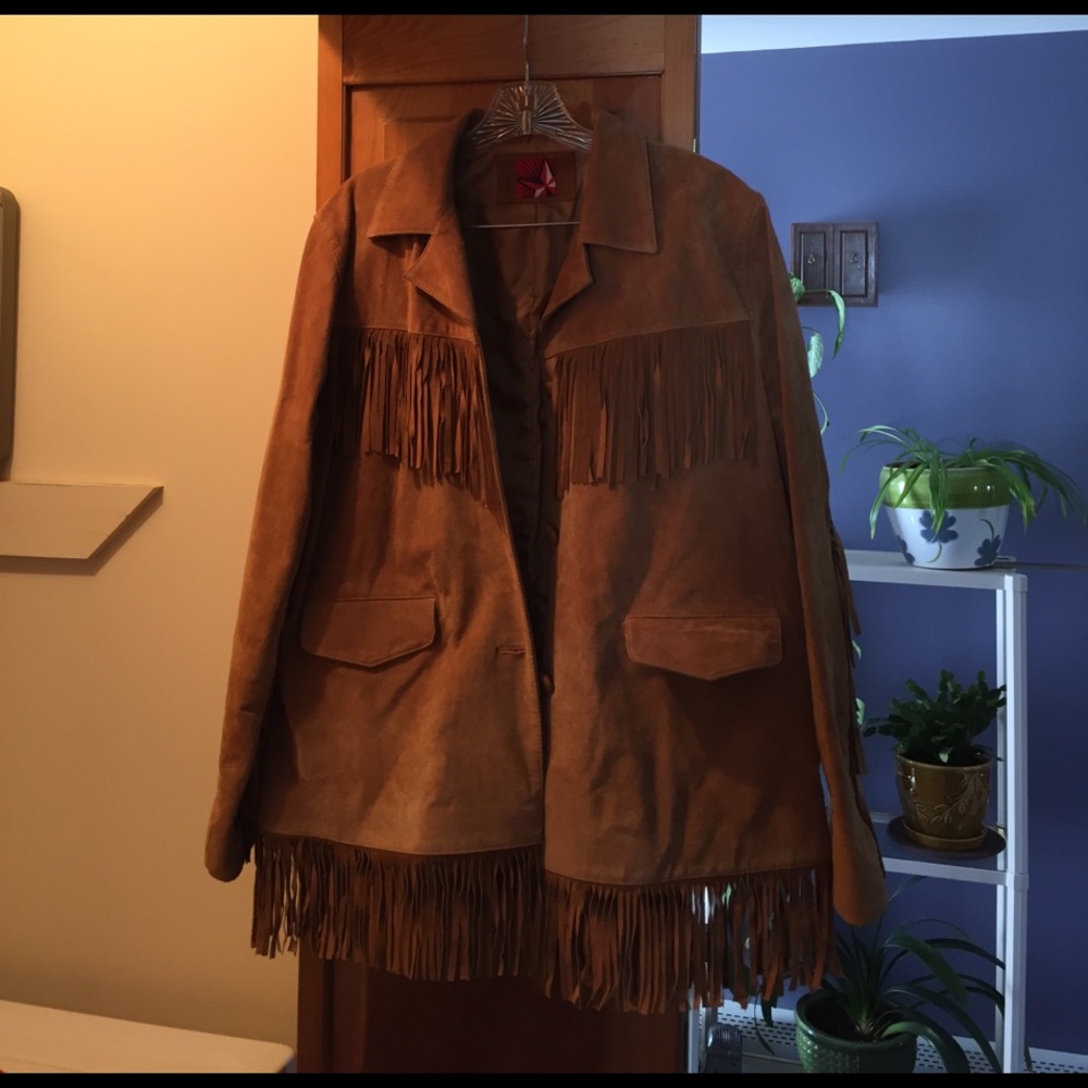 Suede fringe leather jacket