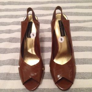 Vince Camuto Brown Patent Leather Sandal