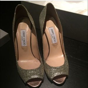 Jimmy Choo champagne wedges