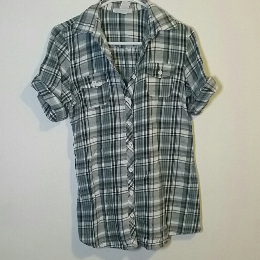 Blue plaid button up