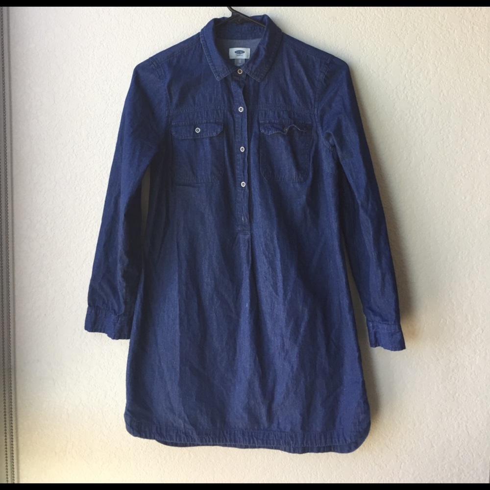 Chambray collard shirt dress