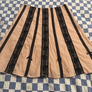Anthropologie pink black odille skirt
