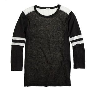 Linen J Crew quarter sleeve baseball tee