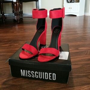 Faux Suede Block Heel Sandal w/ Ankle Buckle