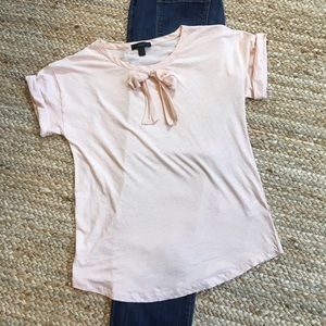 Pink J Crew tee with Bow size Small