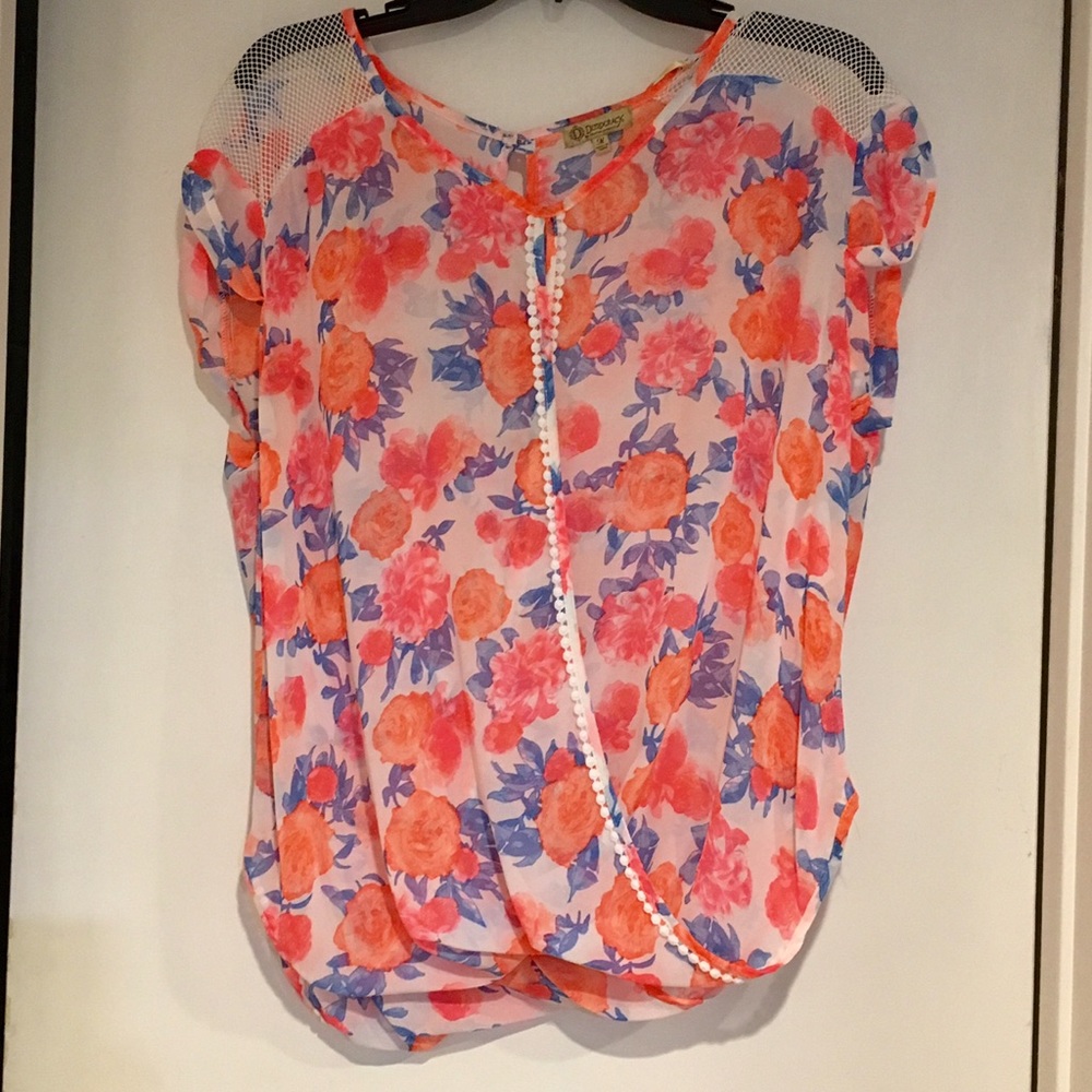Nordstrom democracy sheer floral lace swing blouse