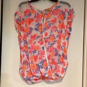 Nordstrom democracy sheer floral lace swing blouse