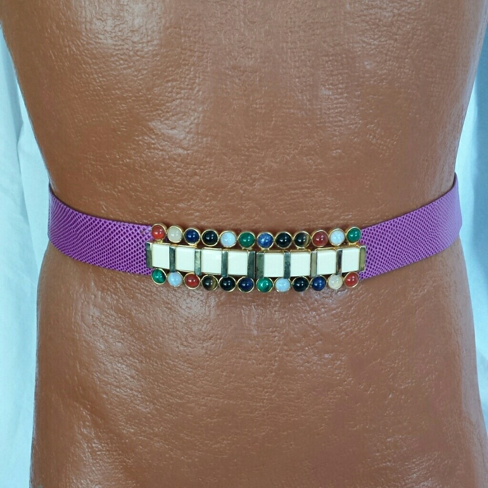 Judith Leiber Purple Lizard Adjustable Belt