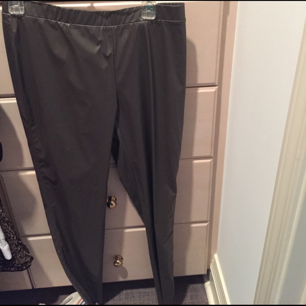 Gray leather leggings