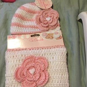 👶🏼Infant hand crocheted diaper cover & hat🎀👒