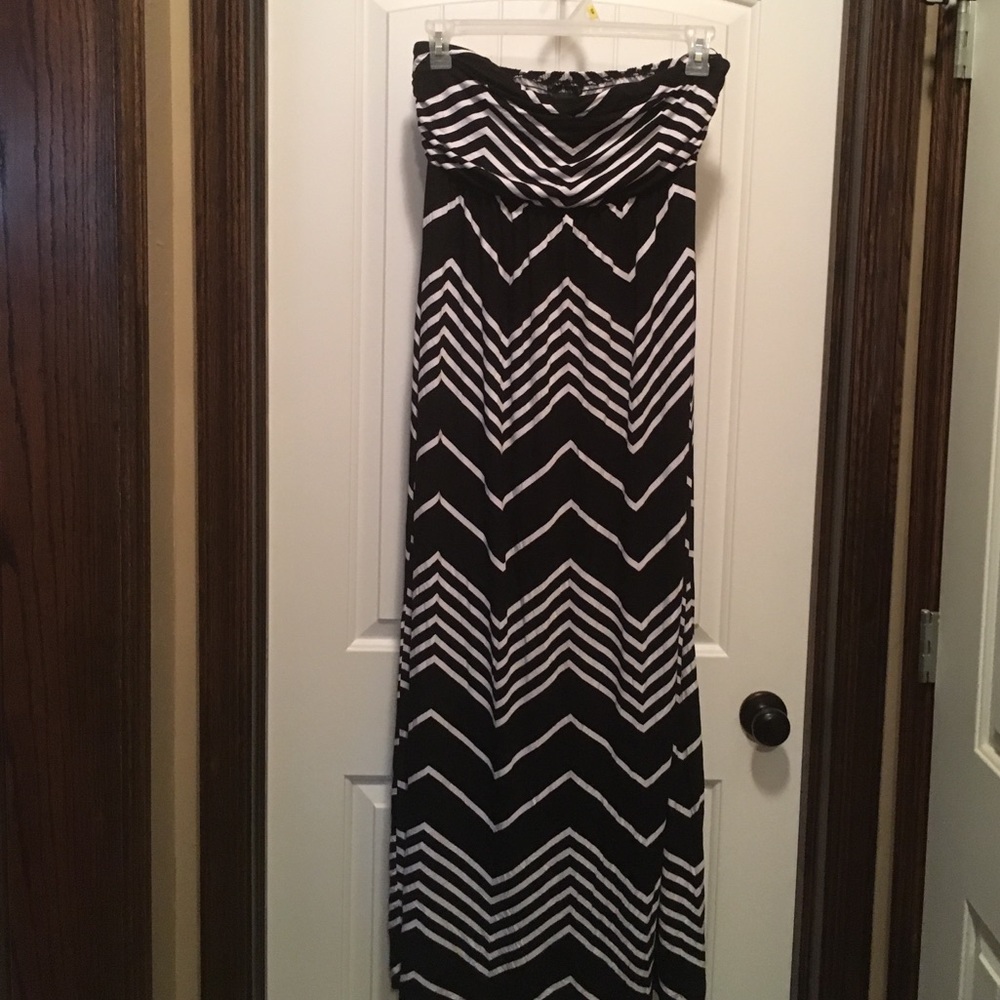 Strapless Maxi Dress size L.  Black and white