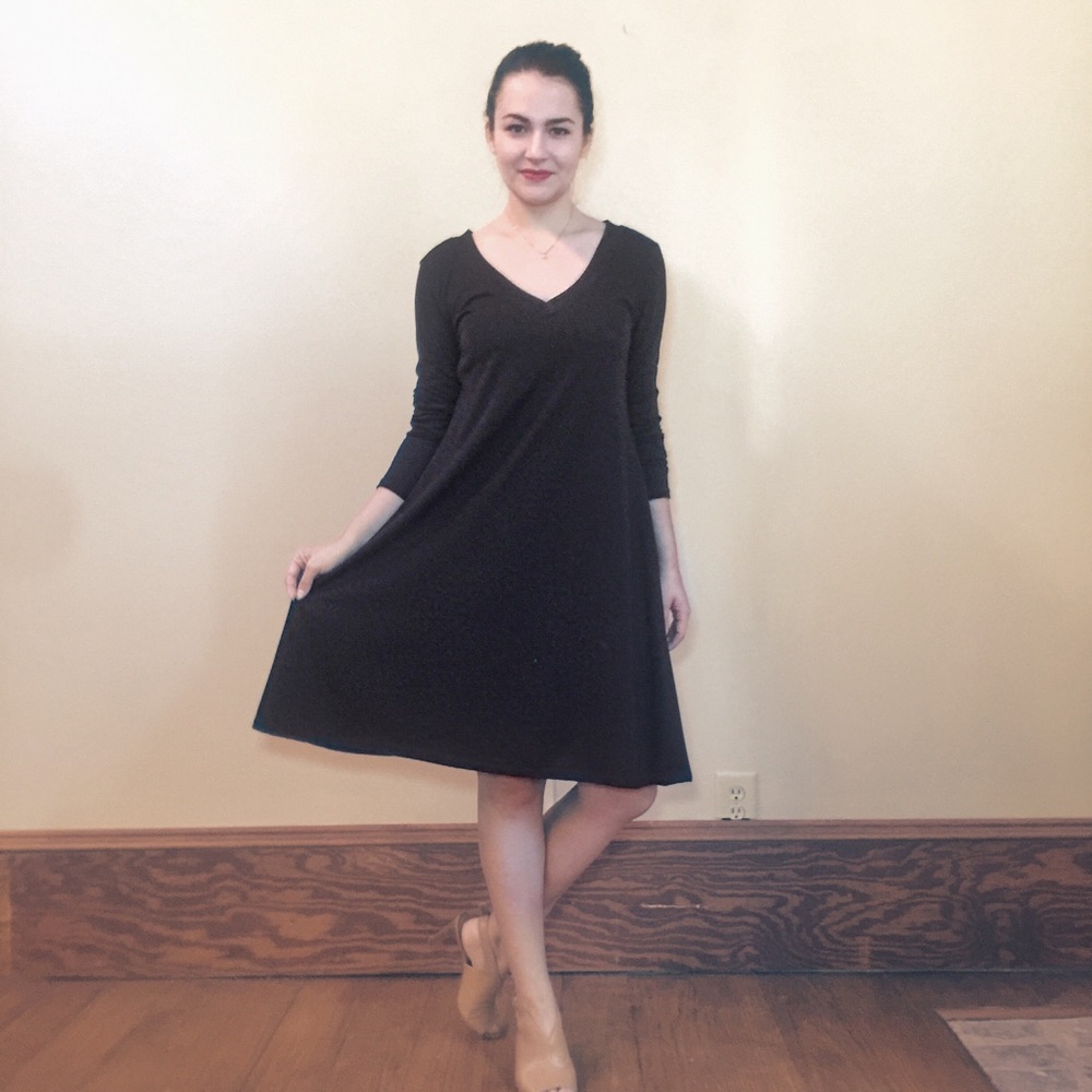 Black V Neck T-Shirt Dress