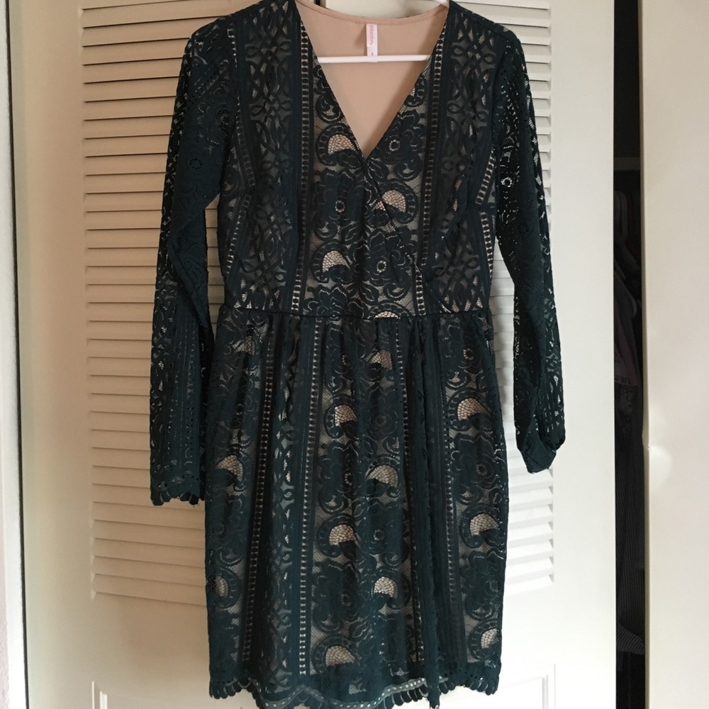 Dark green lace dress