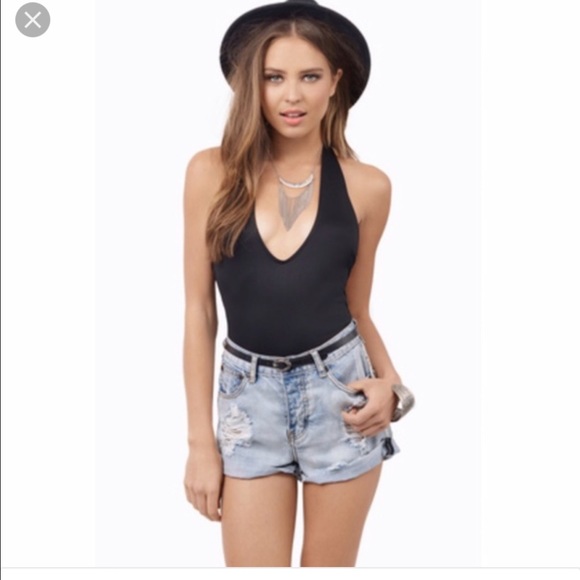 Tobi Tops - tobi small black halter bodysuit
